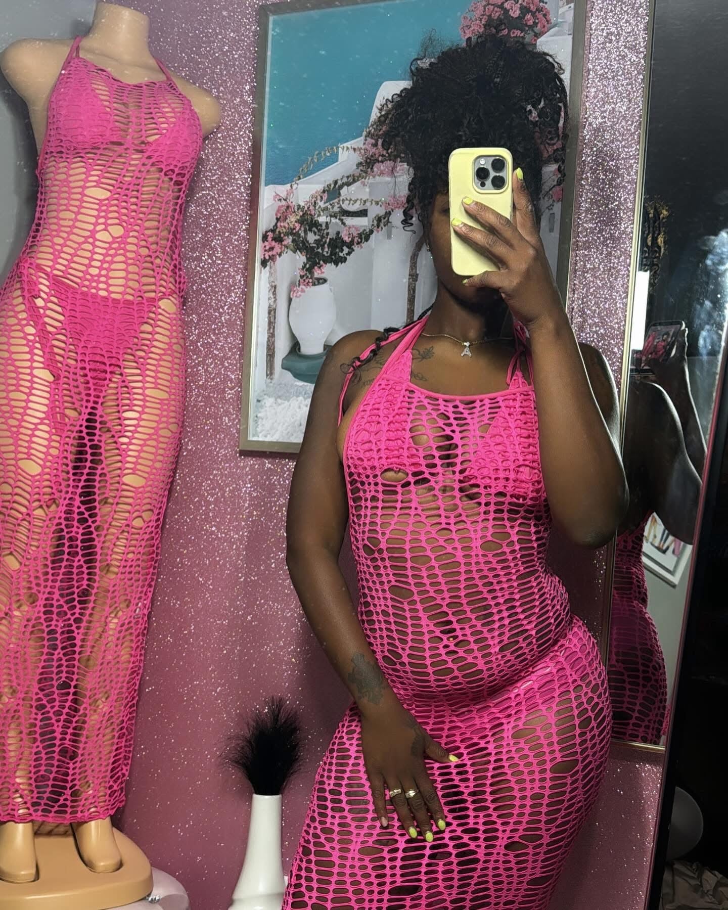 Pink Wave Bathing Suit