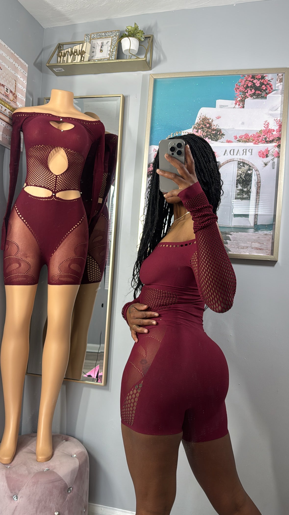Cutout Mesh Romper