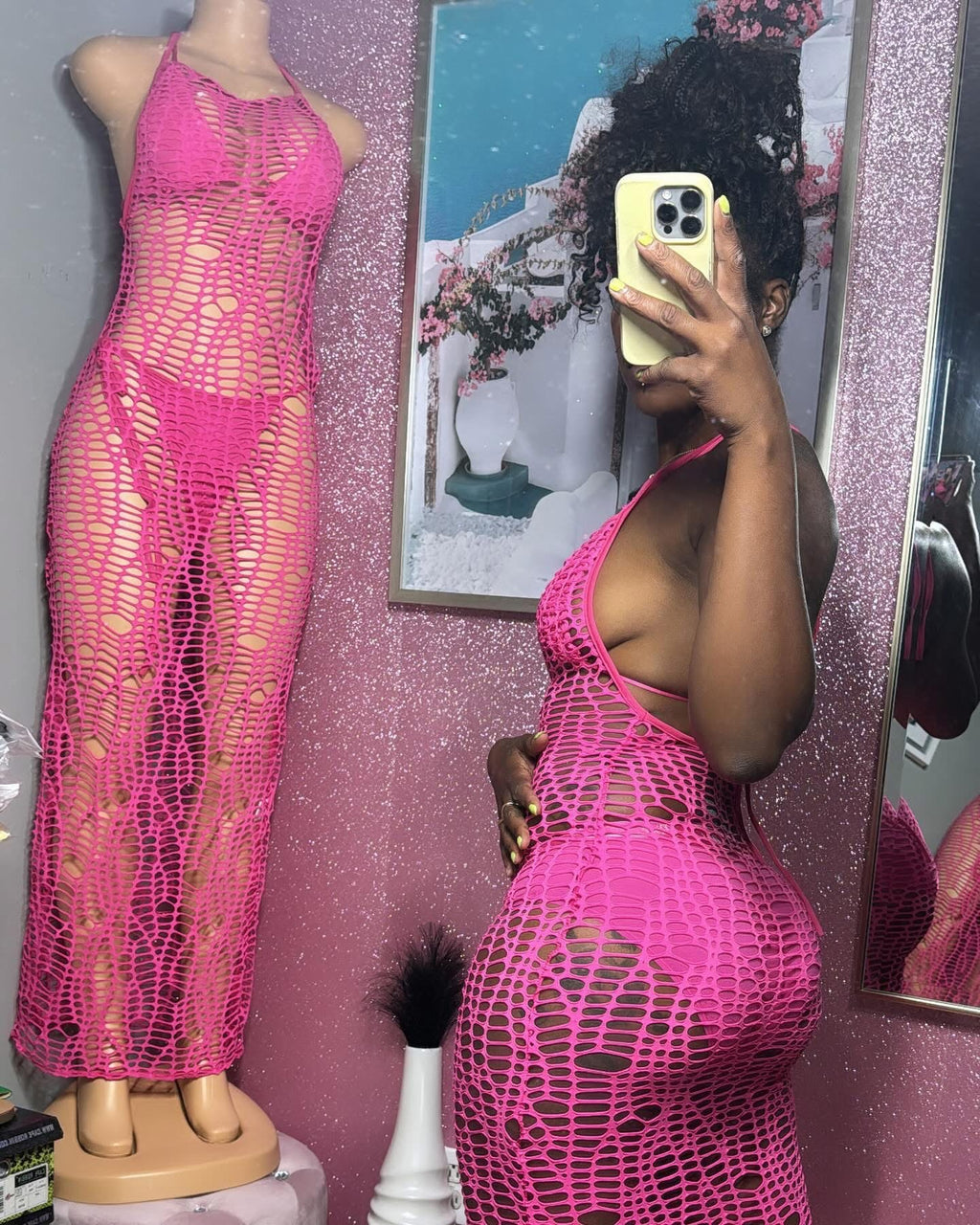 Pink Wave Bathing Suit