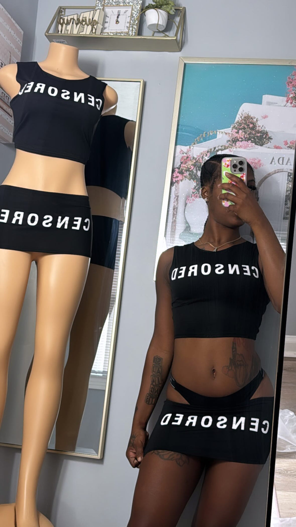 Censored Statement Skirt Set